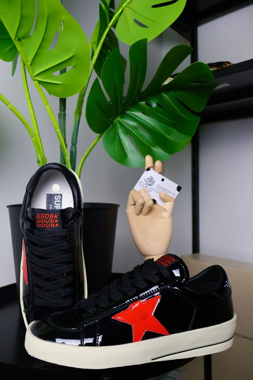 Golden Goose Black Leather Red Star - Slika 4