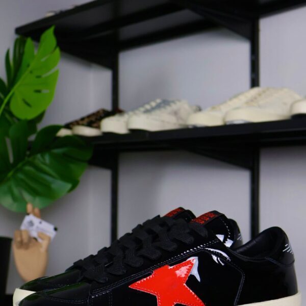 Golden Goose Black Leather Red Star