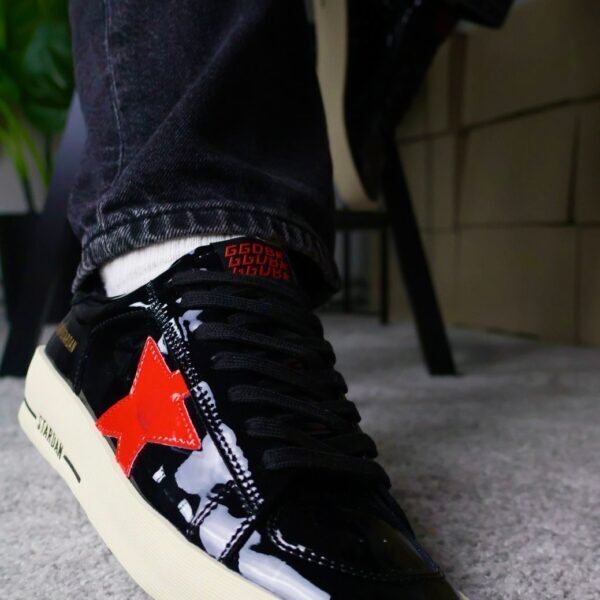 Golden Goose Black Leather Red Star