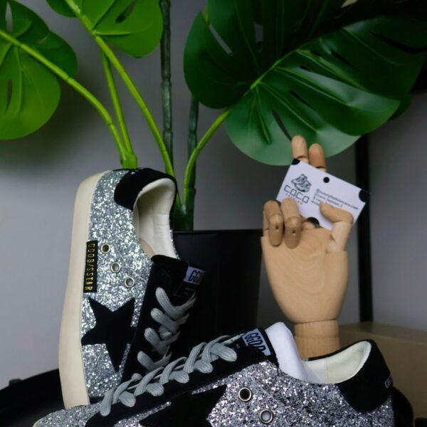 Golden Goose Silver Glitter / Black Star