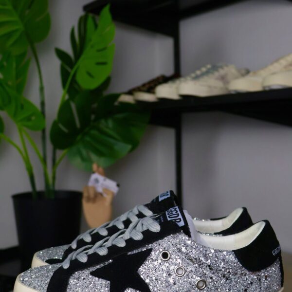 Golden Goose Silver Glitter / Black Star