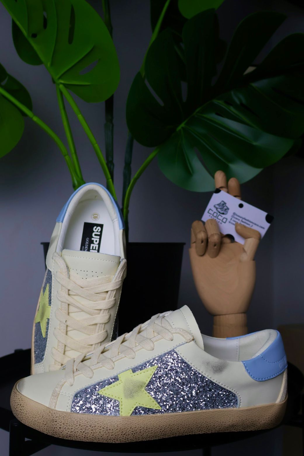 Golden Goose Silver Glitter/ Light Blue/ Taupe Star - Slika 4