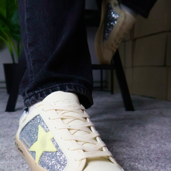 Golden Goose Silver Glitter/ Light Blue/ Taupe Star