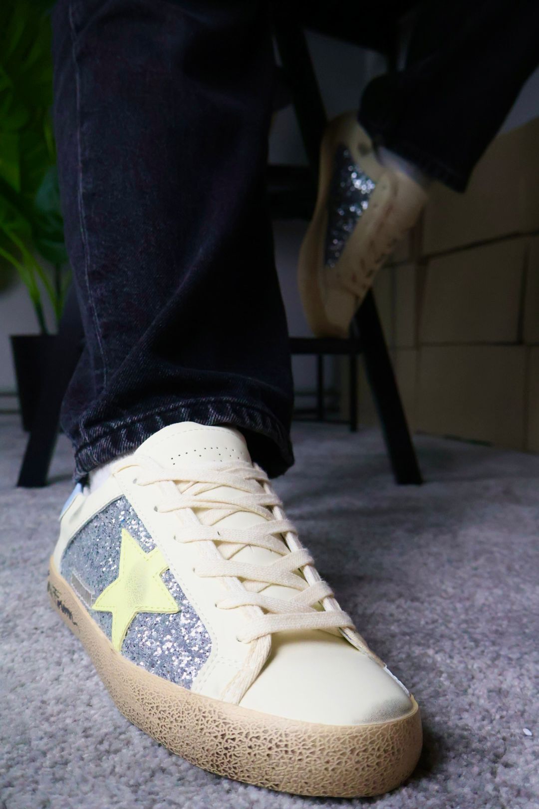 Golden Goose Silver Glitter/ Light Blue/ Taupe Star - Slika 2