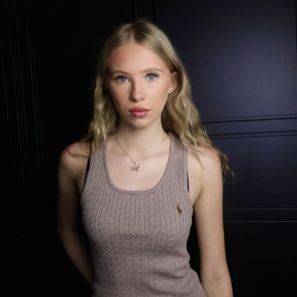 Majica Polo Ralph Lauren bez rukava, pletena, svijetlo smeđa