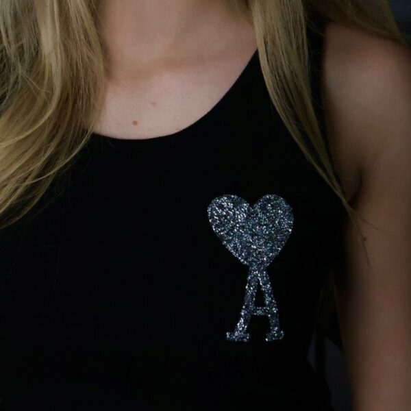 Ami majica bez rukava / Black / Silver Glittery Logo