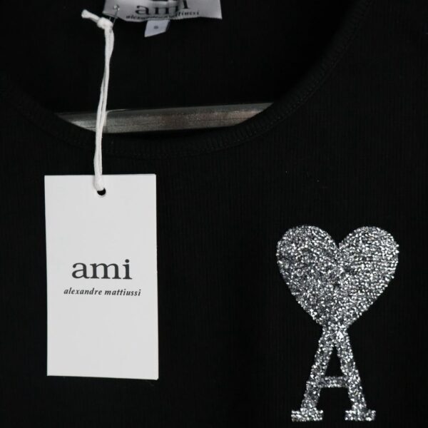 Ami majica bez rukava / Black / Silver Glittery Logo