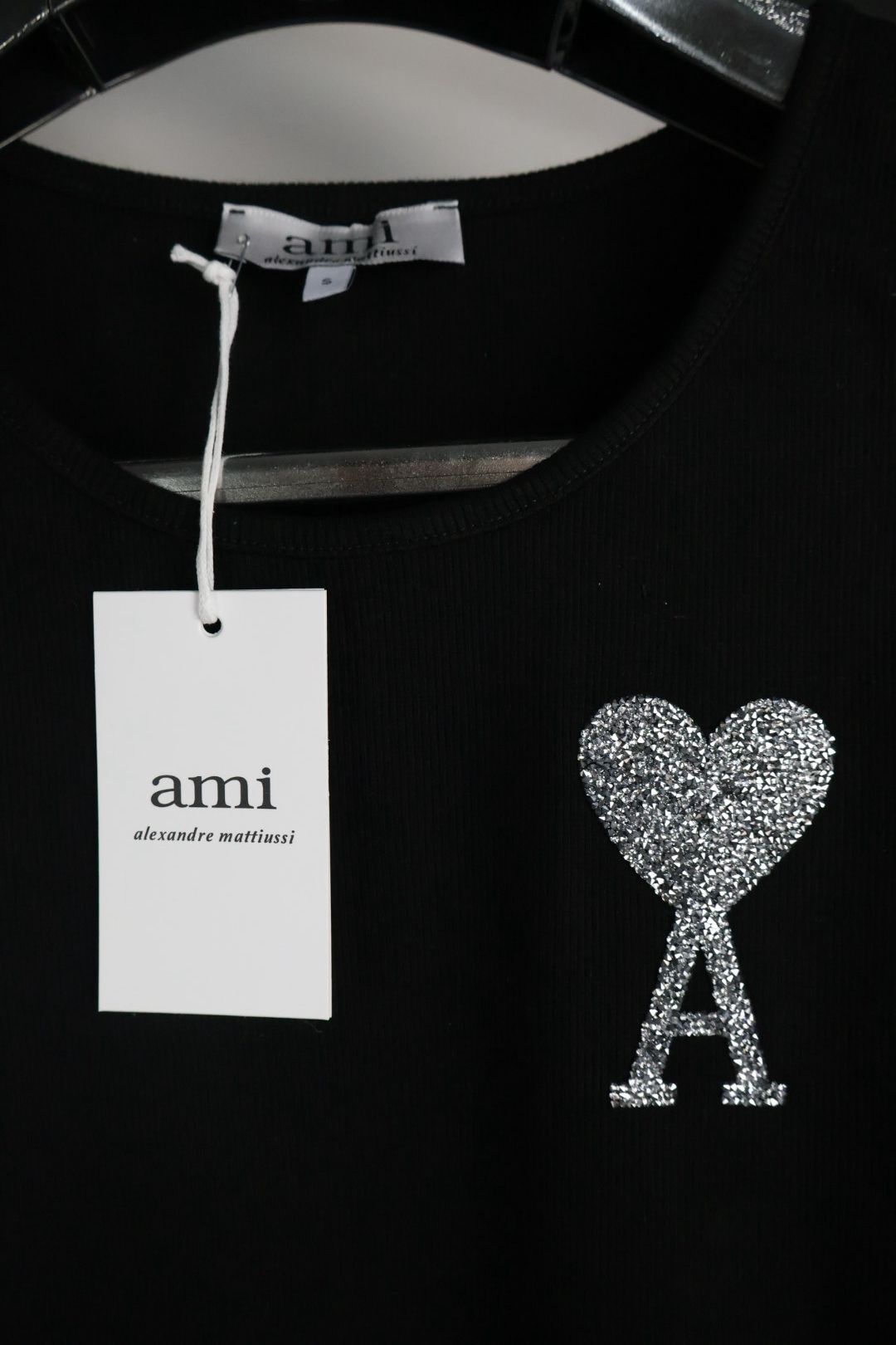 Ami majica bez rukava / Black / Silver Glittery Logo - Slika 5