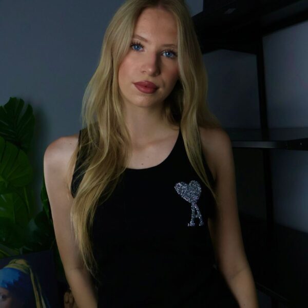 Ami majica bez rukava / Black / Silver Glittery Logo