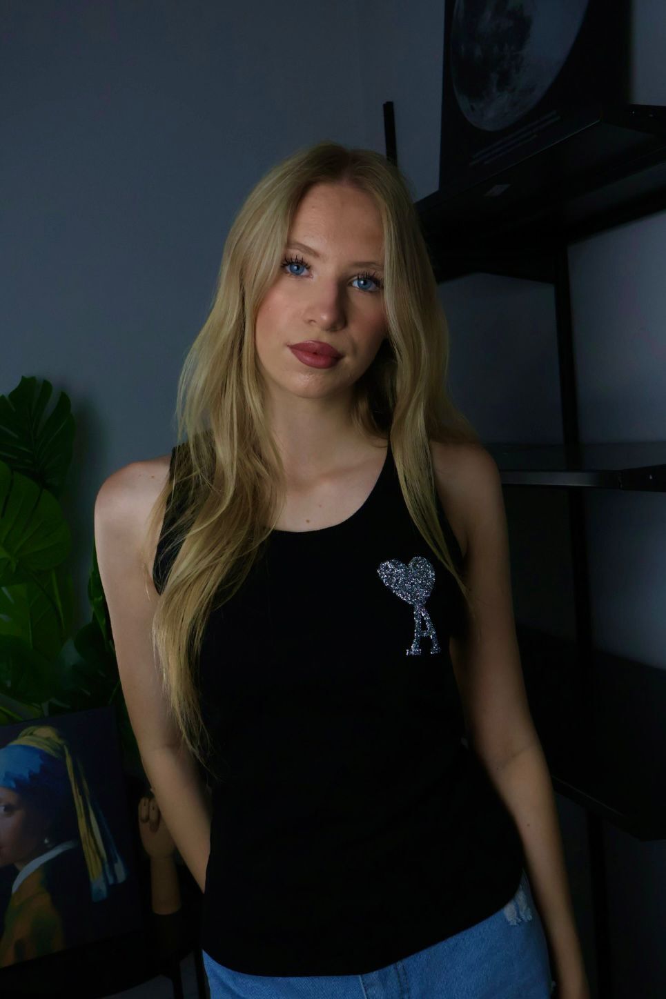 Ami majica bez rukava / Black / Silver Glittery Logo - Slika 2