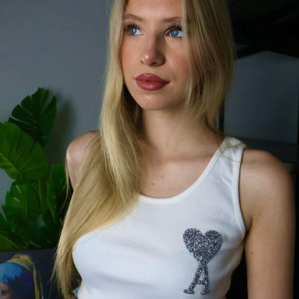 Ami majica bez rukava / White / Silver Glittery Logo