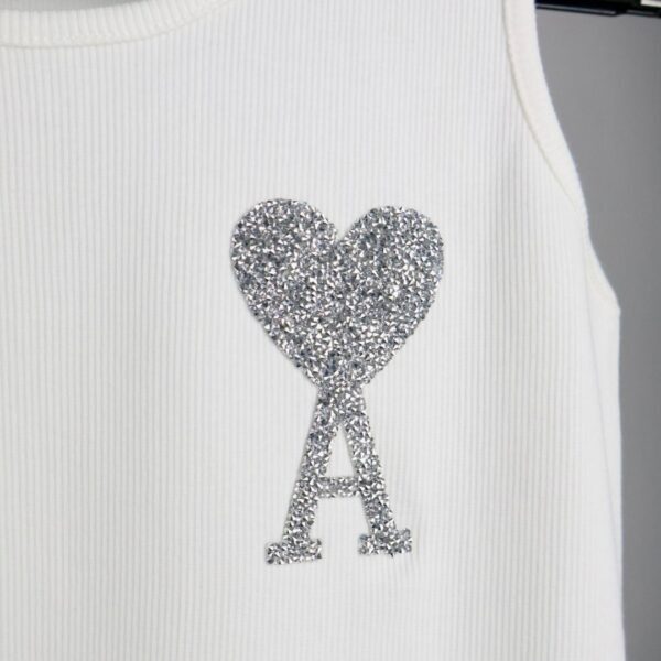 Ami majica bez rukava / White / Silver Glittery Logo