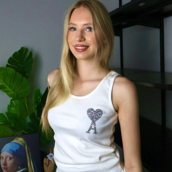 Ami majica bez rukava / White / Silver Glittery Logo