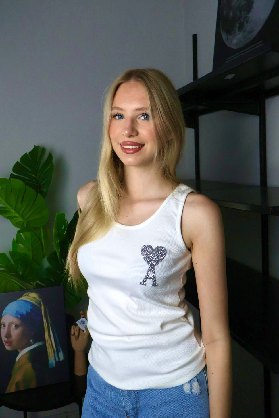 Ami majica bez rukava / White / Silver Glittery Logo - Slika 2