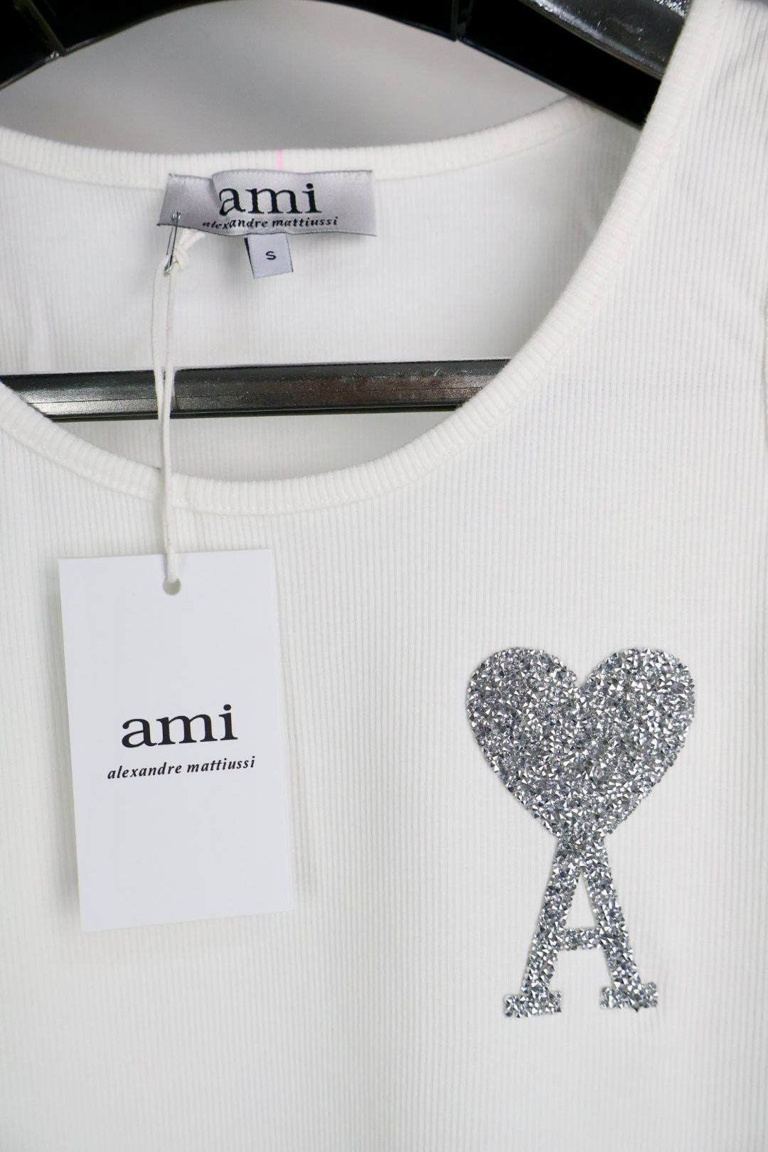 Ami majica bez rukava / White / Silver Glittery Logo - Slika 5