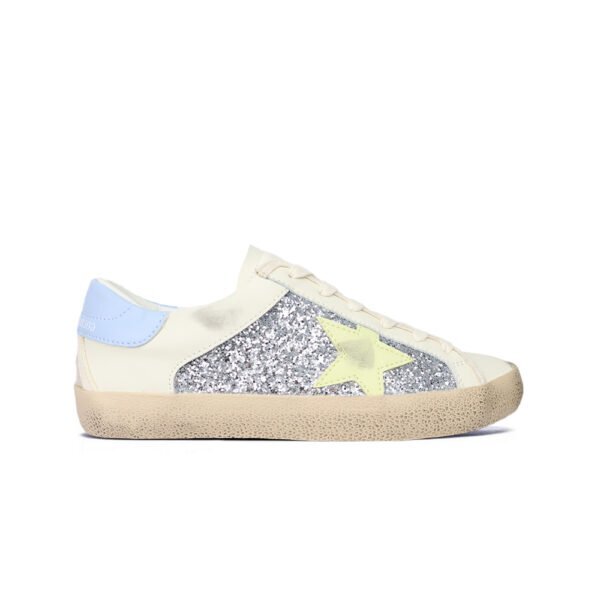 Golden Goose Silver Glitter/ Light Blue/ Taupe Star