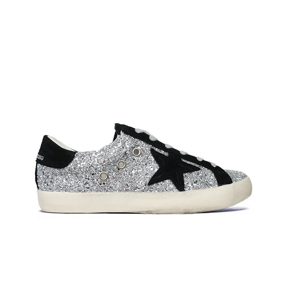 Golden Goose Silver Glitter / Black Star