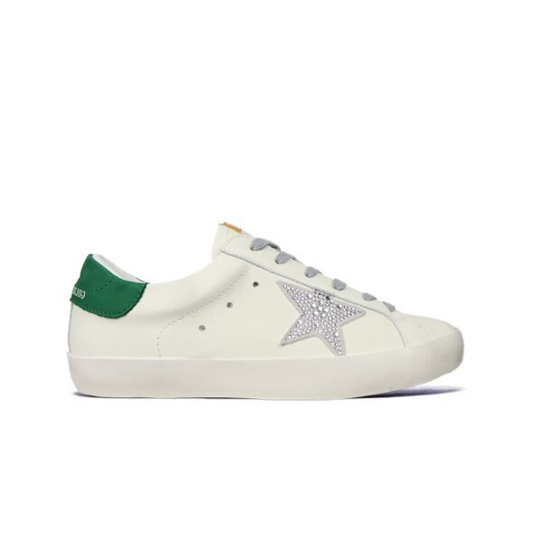 Golden Goose Creamy White/ Green Back/ Swarovski Star