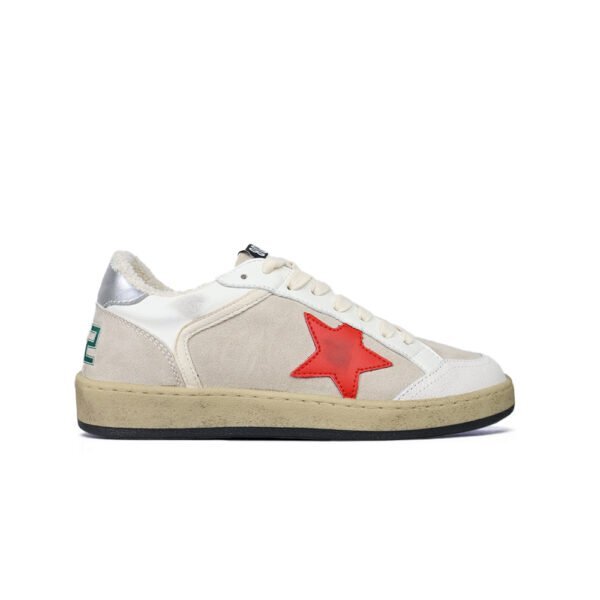Golden Goose Taupe/White/Silver Red Star