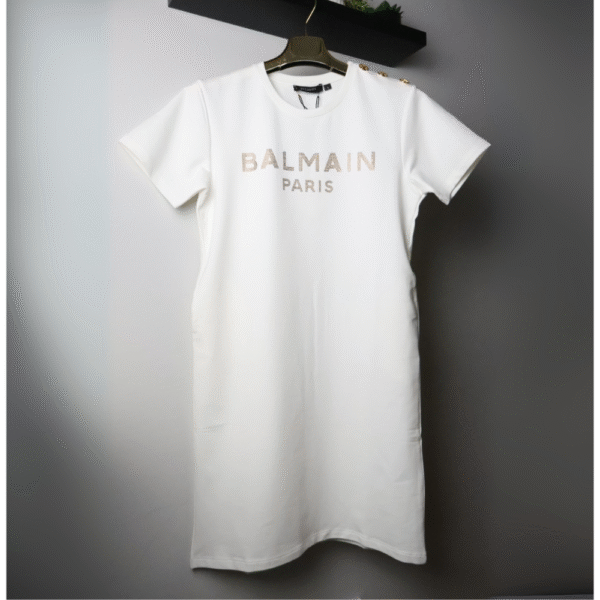 Balmain haljina / White / Gold Logo