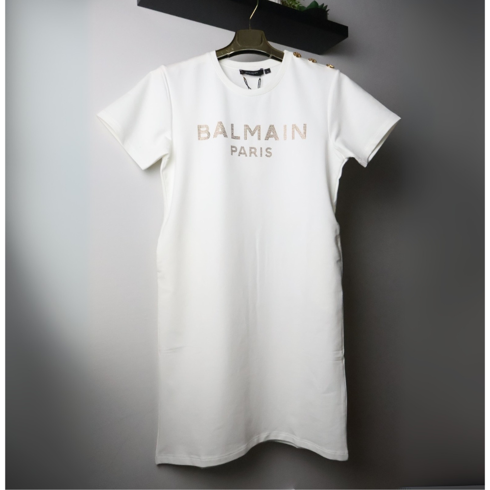 Balmain haljina / White / Gold Logo