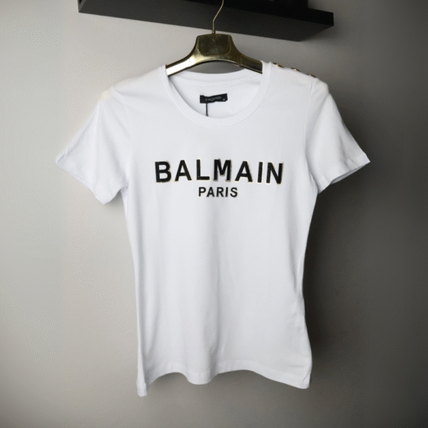 Balmain majica kratki rukav / White / Gold logo