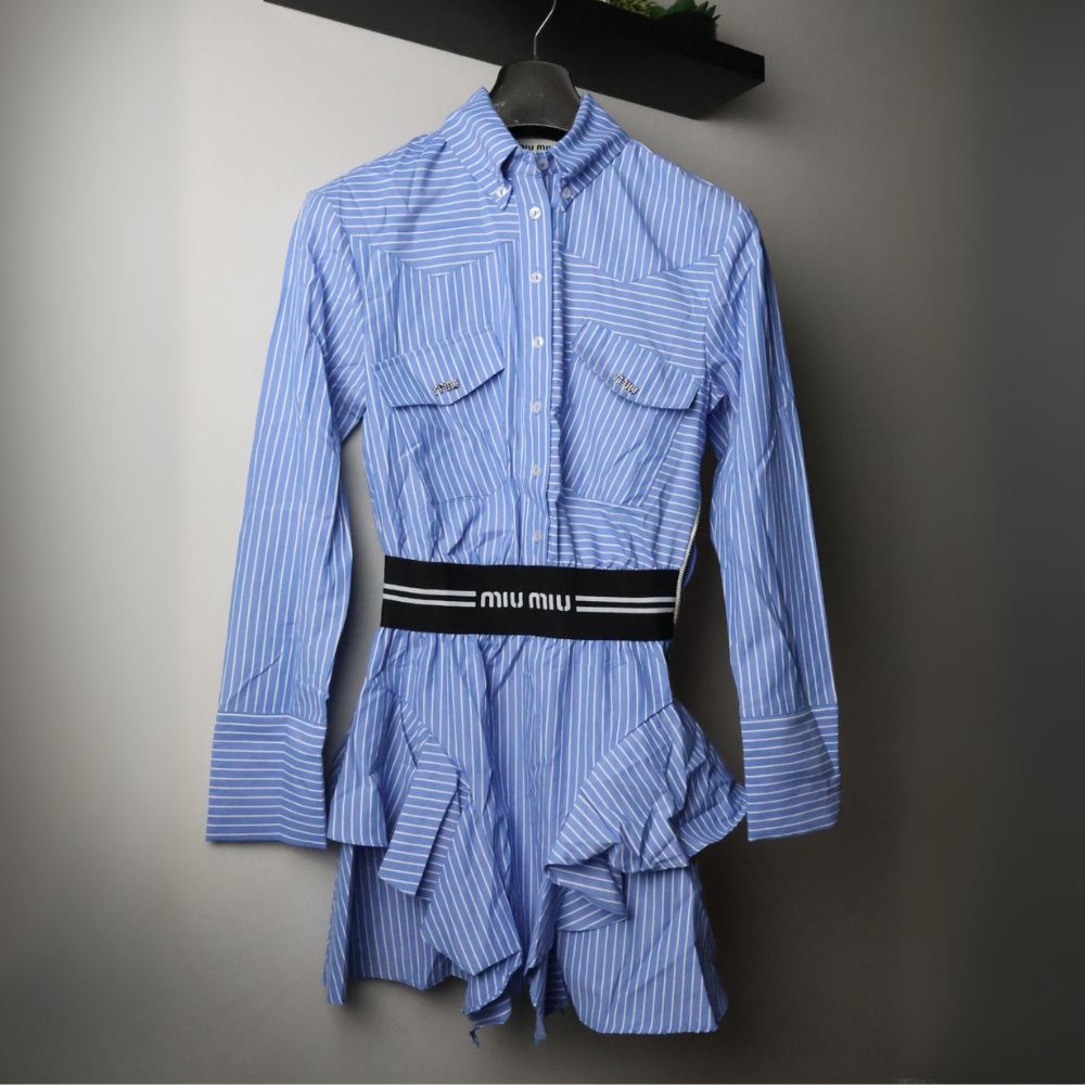 Miu Miu haljina / Blue / Black and white belt