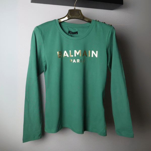 Balmain majica / Green/ Gold logo