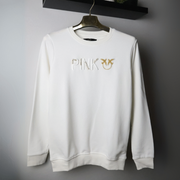 Pink majica dugih rukava / White / Gold Logo