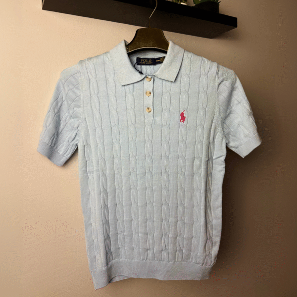 Ralph Lauren majica / Light blue / red logo / collar / woolen