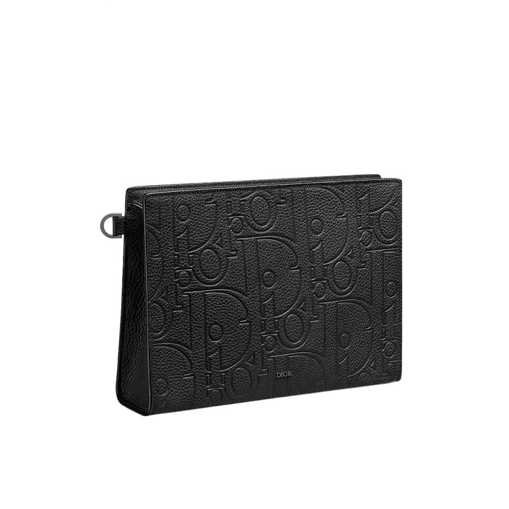 Christian Dior A5 Triangle Pouch D Gravity Leather Black