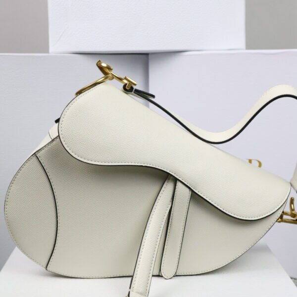 Christian Dior White Leather Saddle Handbag