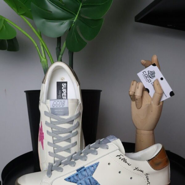 Golden Goose White/Pink Croc Leather Star/Pink Shinny