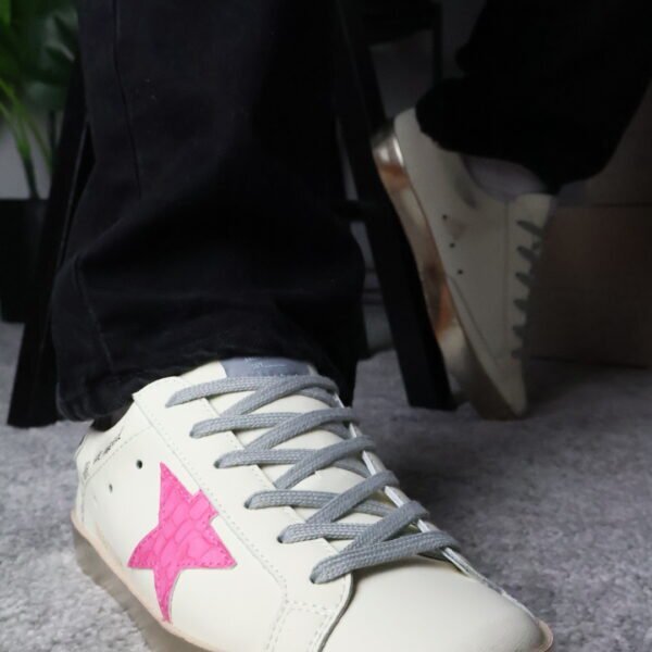Golden Goose White/Pink Croc Leather Star/Pink Shinny