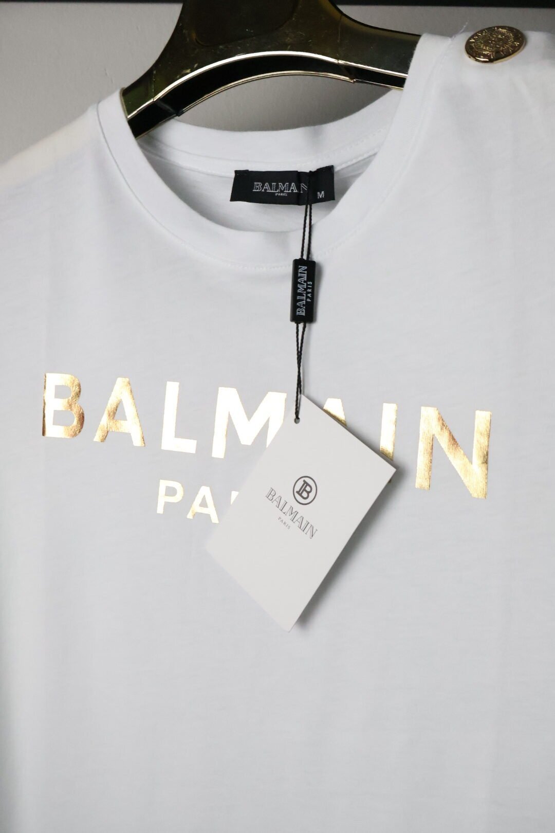 Balmain majica kratki rukav / White / Gold logo - Slika 4