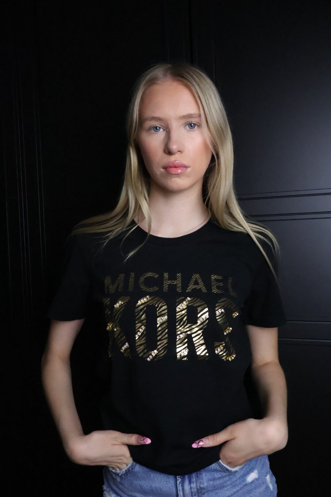 Michael Kors majica / Black / Gold logo - Slika 2