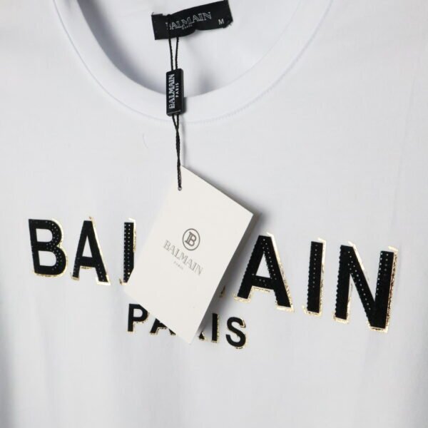 Balmain majica kratki rukav / White / Gold logo