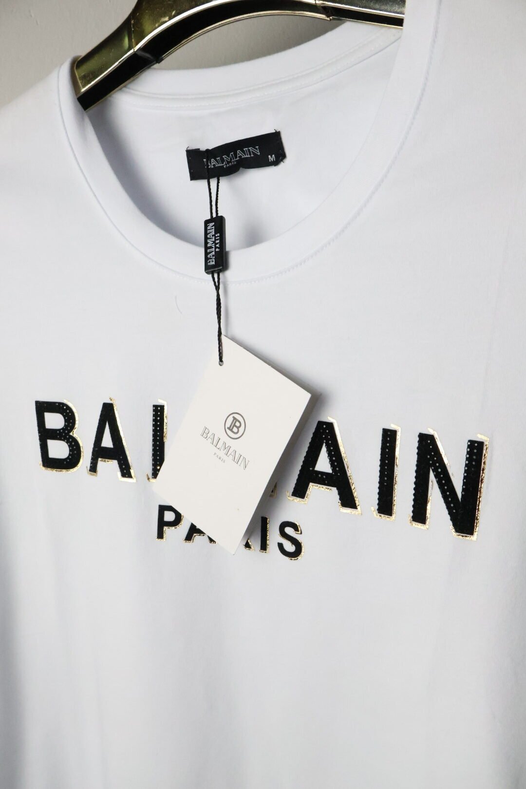 Balmain majica kratki rukav / White / Gold logo - Slika 4