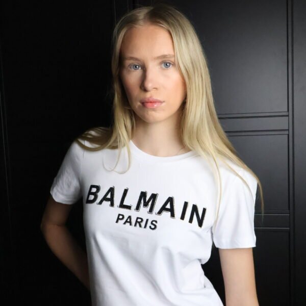 Balmain majica kratki rukav / White / Gold logo