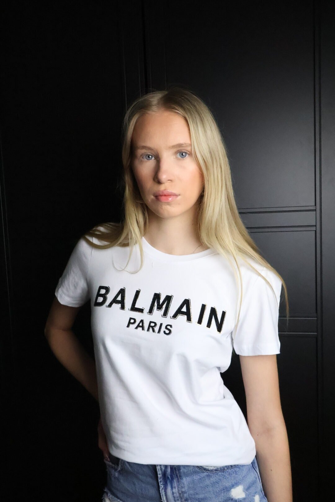 Balmain majica kratki rukav / White / Gold logo - Slika 2