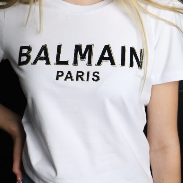 Balmain majica kratki rukav / White / Gold logo