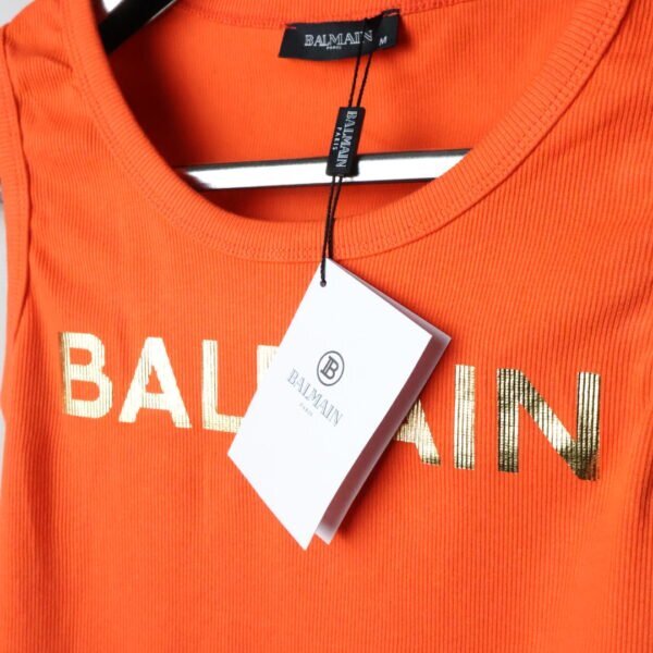 Balmain majica bez rukava / Orange / Gold Logo