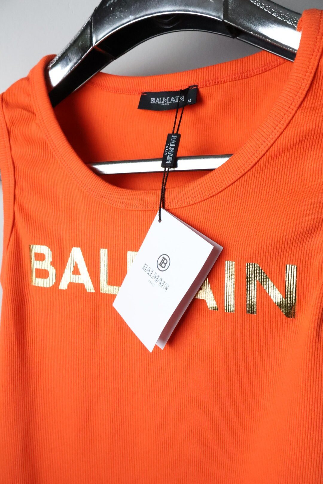 Balmain majica bez rukava / Orange / Gold Logo - Slika 3
