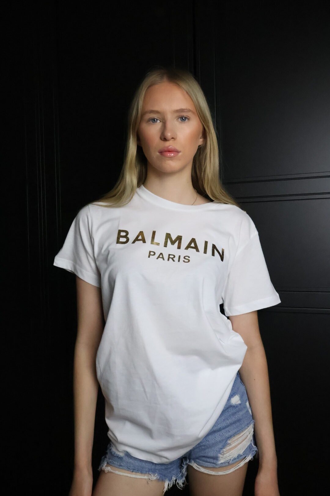 Balmain majica kratki rukav / White / Gold logo - Slika 2