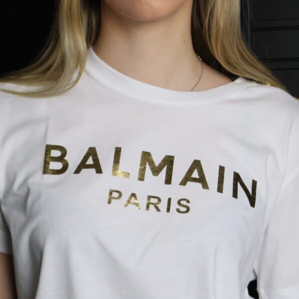 Balmain majica kratki rukav / White / Gold logo
