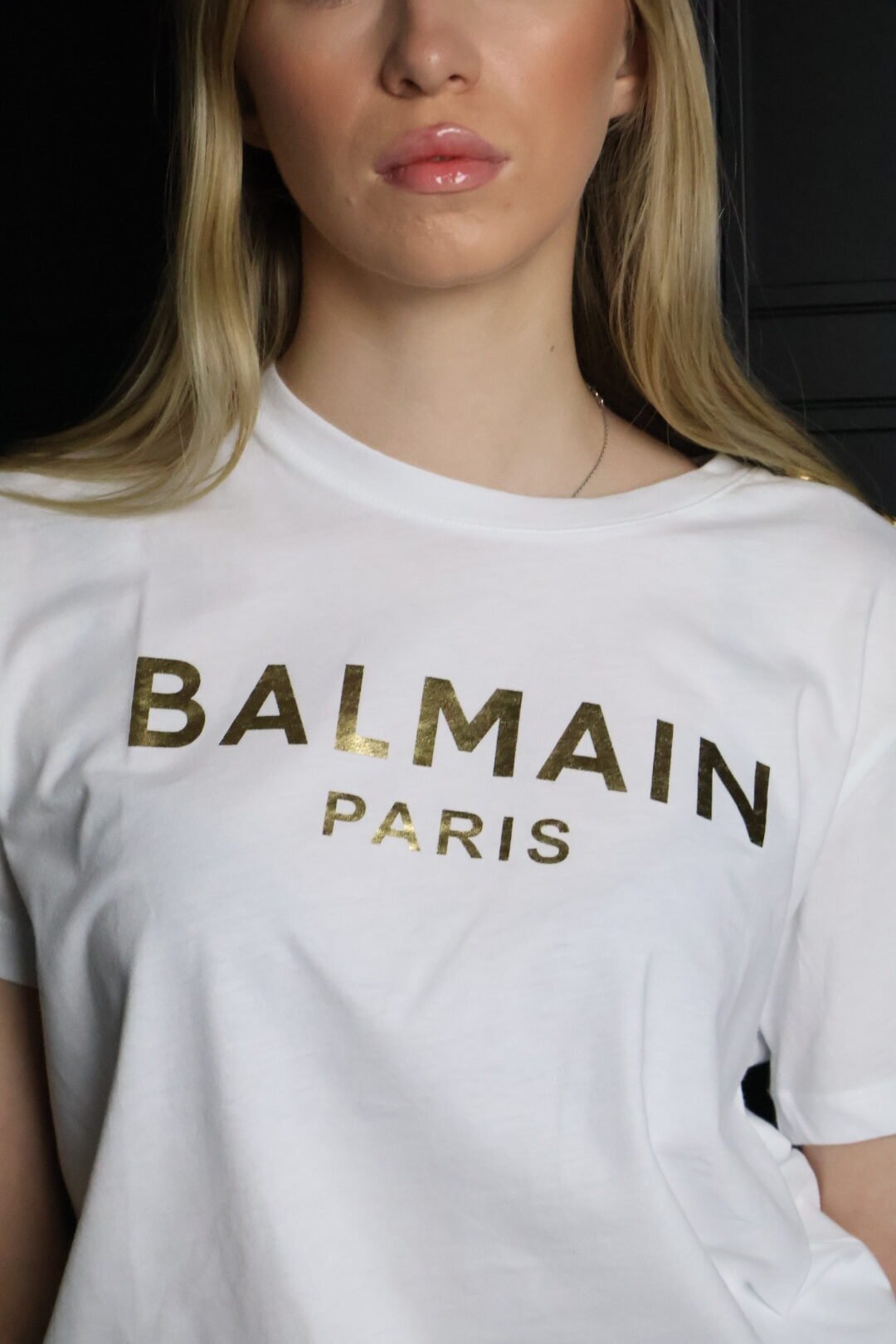 Balmain majica kratki rukav / White / Gold logo - Slika 3