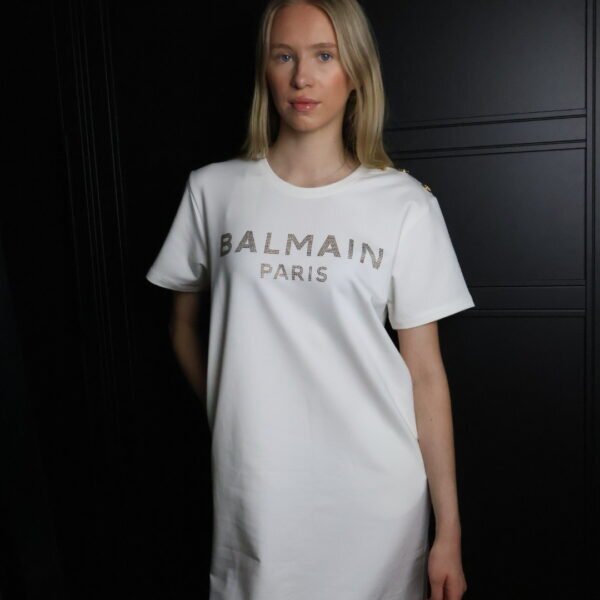 Balmain haljina / White / Gold Logo