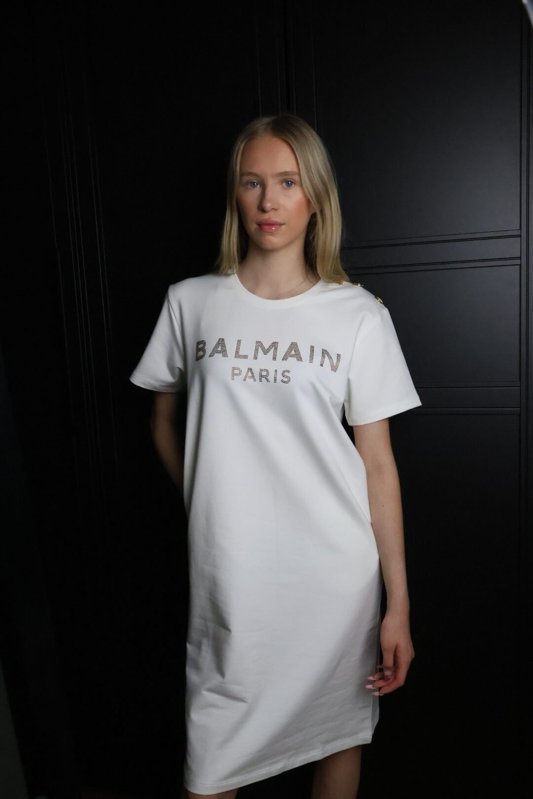 Balmain haljina / White / Gold Logo - Slika 2