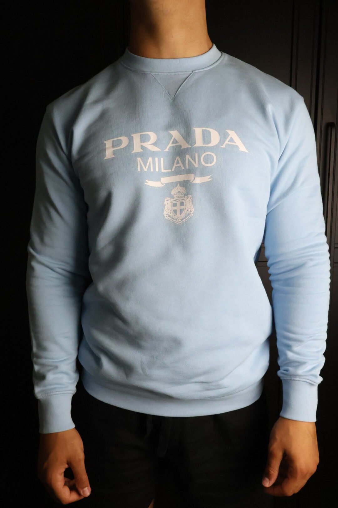 Majica Prada svijetloplava dugi rukavi - Slika 2