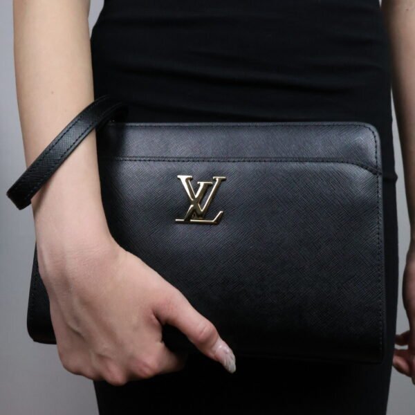 Louis Vuitton Calfskin Lock Me Zippy - Black